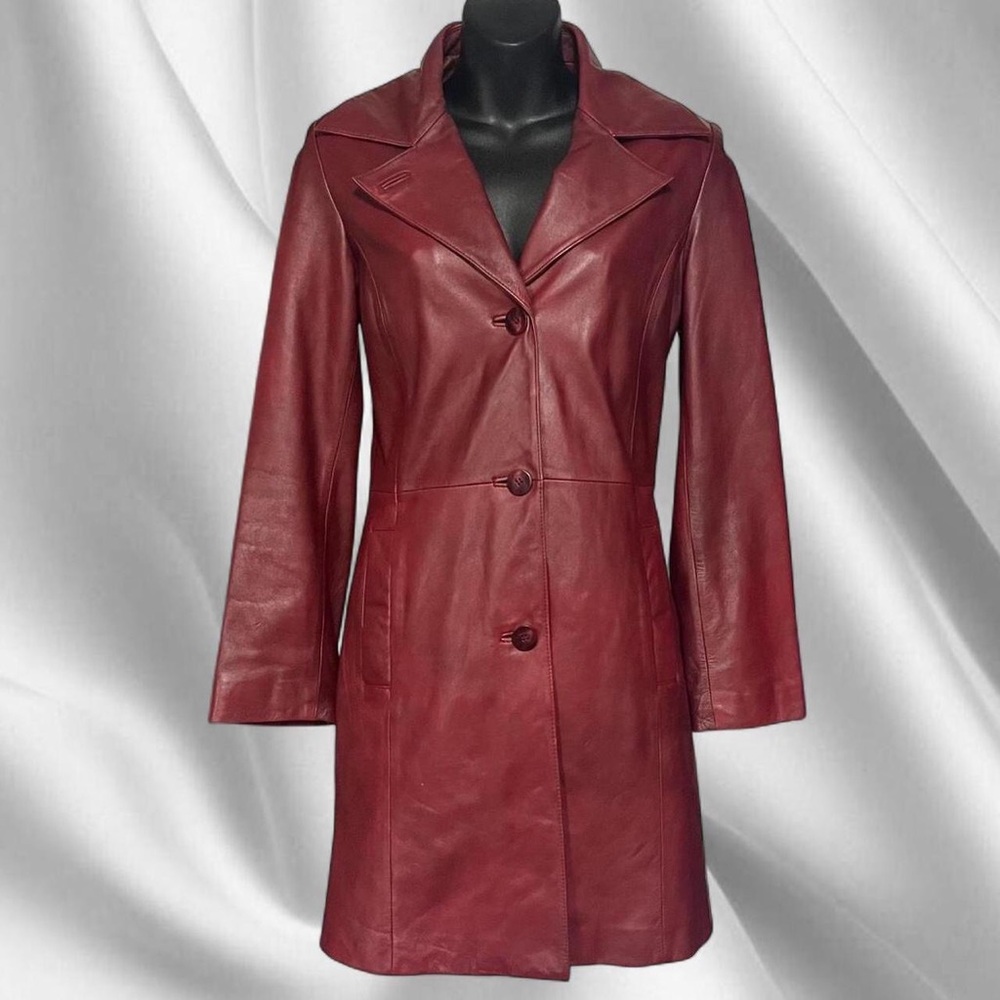 90s Danier Red Insulated Leather Coat